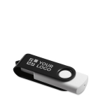 Pen drive com corpo de borracha branco e clipe colorido Whitemate cor preto