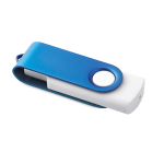 Pen drive com corpo de borracha branco e clipe colorido Whitemate cor azul