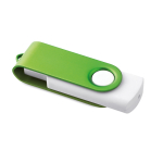 Pen drive com corpo de borracha branco e clipe colorido Whitemate cor verde