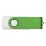 Pen drive com corpo de borracha branco e clipe colorido Whitemate cor verde