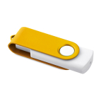 Pen drive com corpo de borracha branco e clipe colorido Whitemate