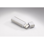 Pen USB publicitária de plástico com efeito metalizado Lineal Flash cor branco