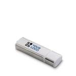 Pen USB publicitária de plástico com efeito metalizado Lineal Flash cor branco