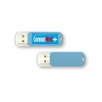 Pen drive barata de plástico com logo de gota de resina Combi cor azul-claro