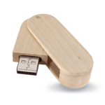 Pen drives personalizadas giratórias de madeira Rotowood cor madeira clara