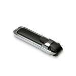 Pen USB personalizada de pele e metal com fecho de fivela Datashield cor preto