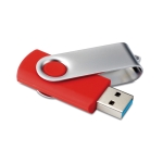 Pens USB serigrafadas exclusivas 3.0 corpo de borracha Techmate 3.0 cor vermelho