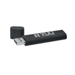 Pen USB design alongado com o logo gravado iluminado Luz Soft Elipse cor preto