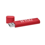 Pen USB design alongado com o logo gravado iluminado Luz Soft Elipse cor vermelho