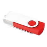 USB giratório com clip branco cor vermelho