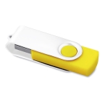 USB giratório com clip branco cor amarelo