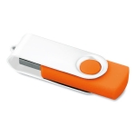 USB giratório com clip branco cor cor-de-laranja