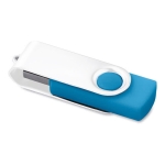 USB giratório com clip branco cor azul-claro