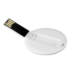 Cartão USB 3.0 personalizado em formato redondo com design compacto cor branco