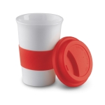 Copo de viagem cerâmica tampa e faixa de silicone 400ml Takeaway Plus cor vermelho segunda vista