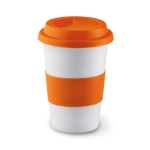 Copo de viagem cerâmica tampa e faixa de silicone 400ml Takeaway Plus cor cor-de-laranja