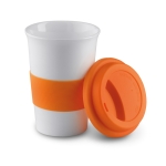 Copo de viagem cerâmica tampa e faixa de silicone 400ml Takeaway Plus cor cor-de-laranja segunda vista