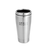 Copo térmico personalizado de aço com tampa preta 400ml Executive cor prateado mate vista principal