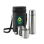 Conjunto de termo personalizado com canecas de aço 500ml Picnic Set cor prateado imagem com logo