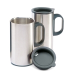 Termo publicitário de aço com 500ml e duas chávenas de 220ml Mug Set cor preto quarta vista