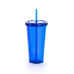 Copos com palhinha e cor transparente de 750ml Straw cor azul primeira vista