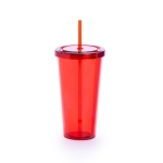 Copos com palhinha e cor transparente de 750ml Straw cor vermelho primeira vista