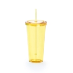 Copos com palhinha e cor transparente de 750ml Straw cor amarelo primeira vista