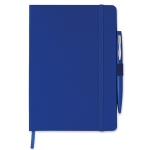 Caderno promocional com caneta cor azul