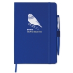 Caderno promocional com caneta cor azul segunda vista principal