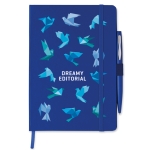 Caderno promocional com caneta cor azul terceira vista principal