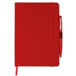 Caderno promocional com caneta cor vermelho