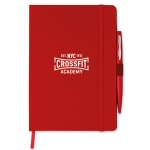 Caderno promocional com caneta cor vermelho segunda vista principal