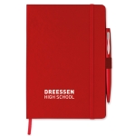 Caderno promocional com caneta cor vermelho terceira vista principal