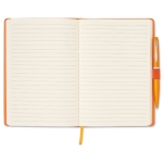 Caderno promocional com caneta cor cor-de-laranja segunda vista