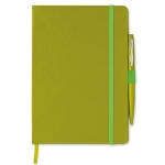 Caderno promocional com caneta cor verde-lima