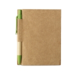 Bloco de notas publicitário com caneta cor verde-lima