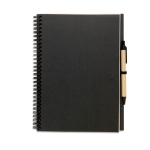 Caderno publicitário reciclado com caneta, folhas B5 lisas EcoBasic Large cor preto