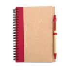 Caderno papel reciclado com detalhe colorido, folhas B6 lisas EcoColors cor vermelho