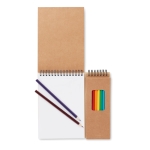 Caderno e lápis de cores publicitários cor bege segunda vista