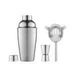 Set de coktail para oferecer com coqueteleira de 500ml Bartender cor prateado brilhante