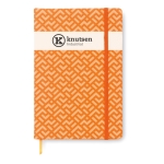 Caderno de bolso de páginas com riscas cor cor-de-laranja segunda vista principal
