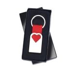 Porta-chaves publicitário com coração cor vermelho terceira vista