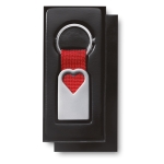 Porta-chaves publicitário com coração cor vermelho quinta vista