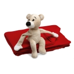 Manta polar personalizada infantil com peluche em forma de ursinho cor vermelho segunda vista