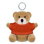 Porta-chaves publicitário com ursinho de peluche com camisola Yogi cor cor-de-laranja