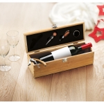 Conjunto de vinho personalizado em caixa de bambu promocional Semillon cor madeira quarta vista conjunto