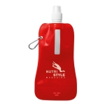 Garrafas de água publicitárias dobráveis baratas 480ml Rebel cor vermelho transparente vista principal