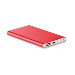 Bateria externa personalizada em alumínio de 4.000 mAh Powercard Alu cor vermelho