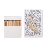 Conjunto para colorir com 12 lápis de cor e 10 desenhos Floral cor branco