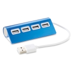 Hub publicitário de alumínio colorido com 4 portas USB 2.0 Alu cor azul